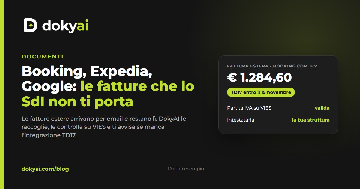 Fatture estere: Booking, Expedia, Google e Amazon fuori dallo SdI